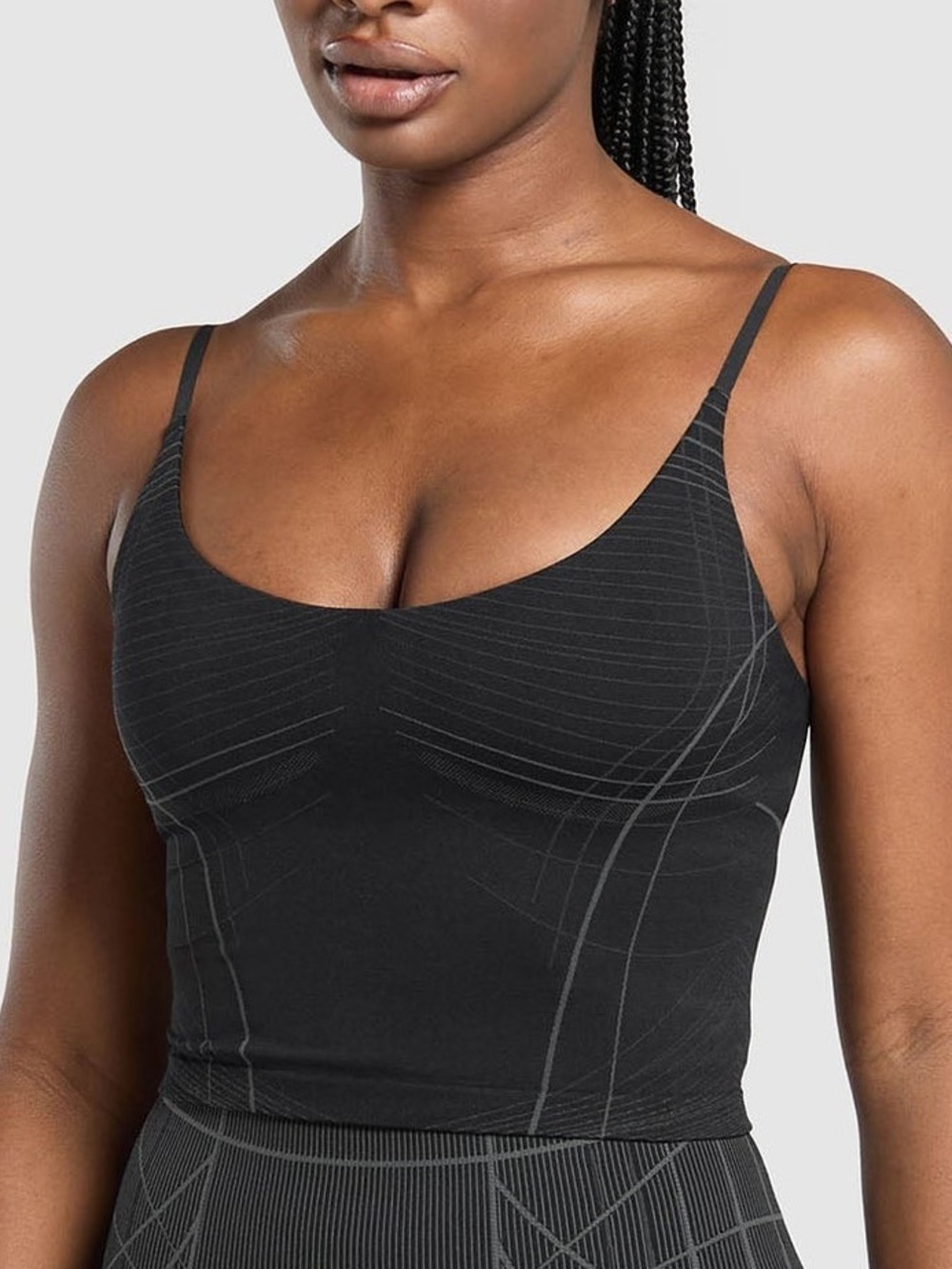 Gymshark black apex seamless midi tank with shelf